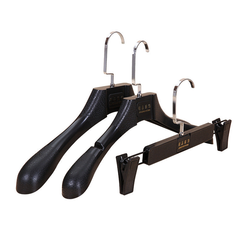 Women's Black Plastic Hanger with Pants Rack (10 pc)