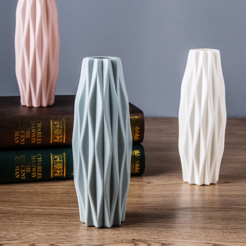 Factory Direct Nordic Plastic Vase – Creative Camellia Design, Glazed Dry & Wet Flower Container