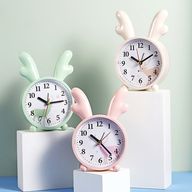 Cute Antler Silent Alarm Clock for Kids & Students