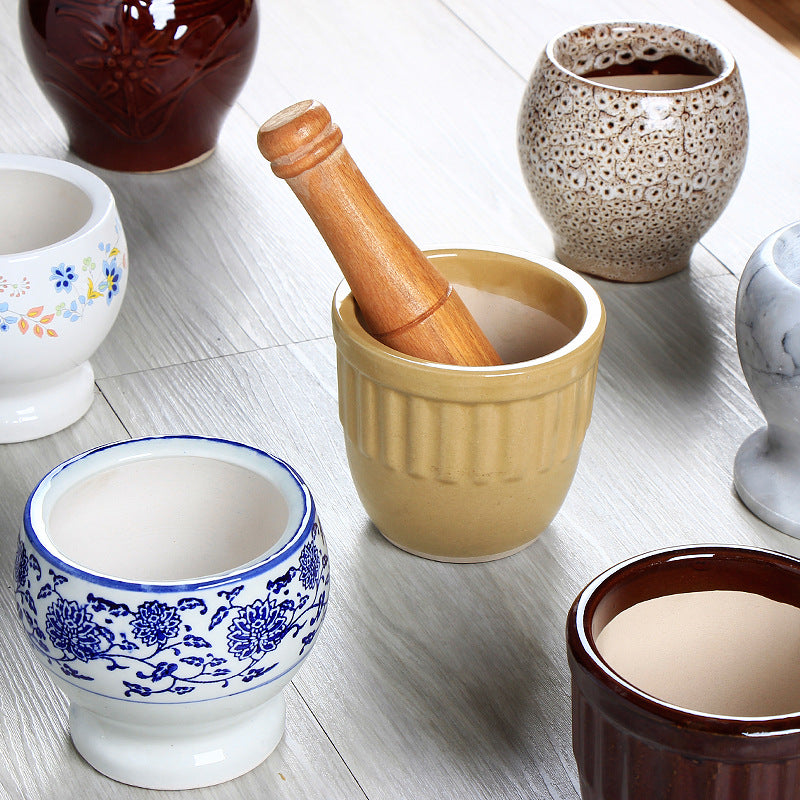 Traditional Ceramic Garlic Mortar – Old-Fashioned Masher Pot