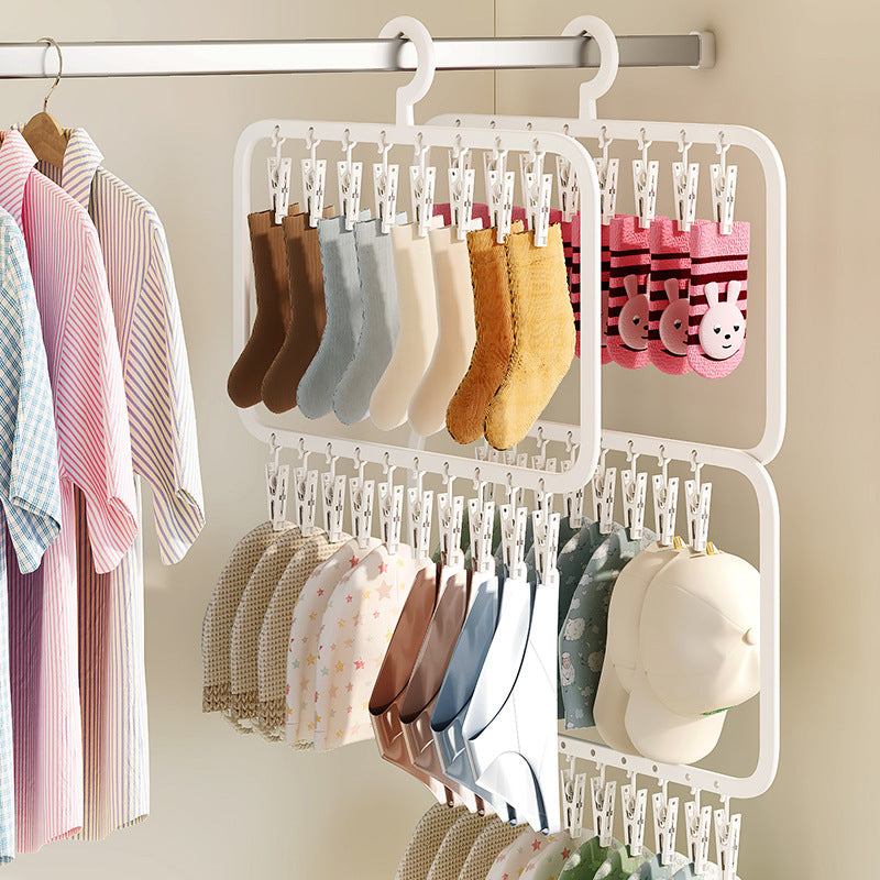 Socks Drying Rack Multi Clip Windproof Hanger Balcony Storage