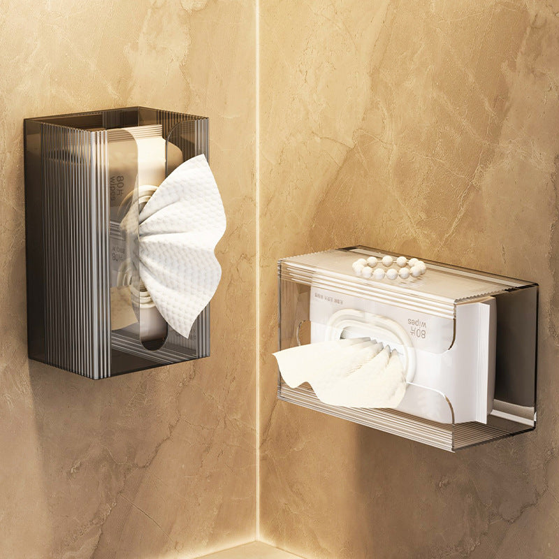 Wall Mounted Tissue Box Punch Free Upside Down Storage Holder