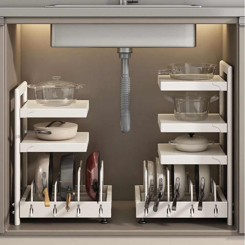Under Sink Pot Storage Rack Multi Layer Kitchen Organizer Shelf