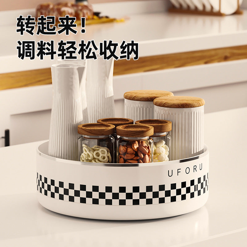 Rotating Seasoning Storage Rack Oil Salt Sauce Tray Organizer