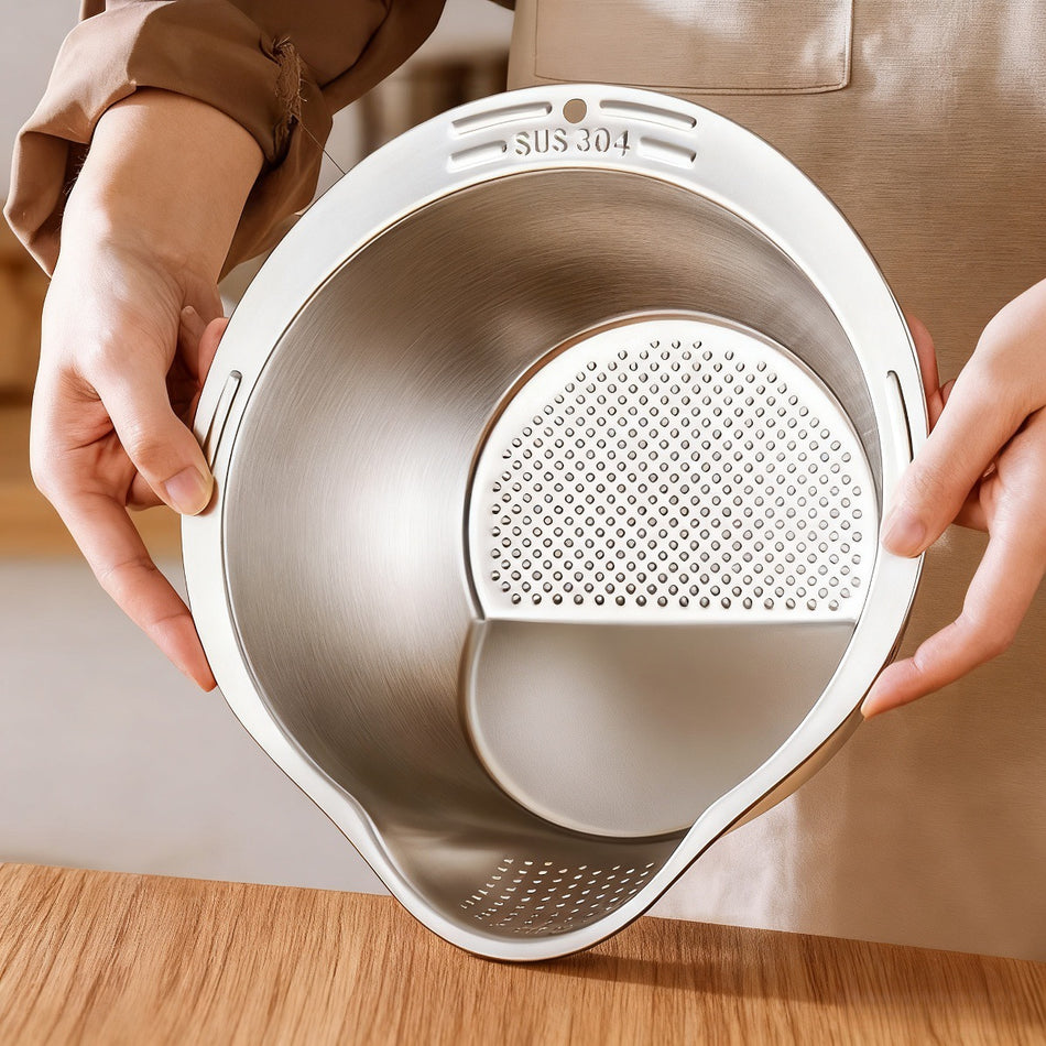 304 Stainless Steel Sink Drain Basket Fruit Vegetable Washing Bowl