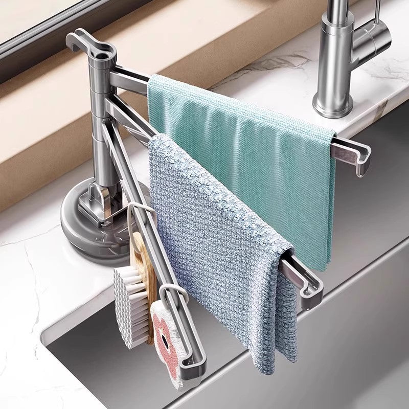 Suction Cup Kitchen Rag Rack Rotatable Towel Drain Rack Holder