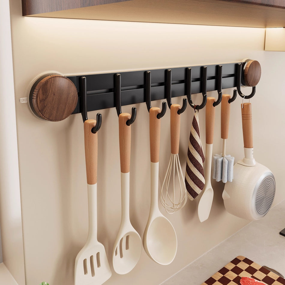 Suction Cup Kitchen Hooks Wall Mounted Spoon Spatula Rack