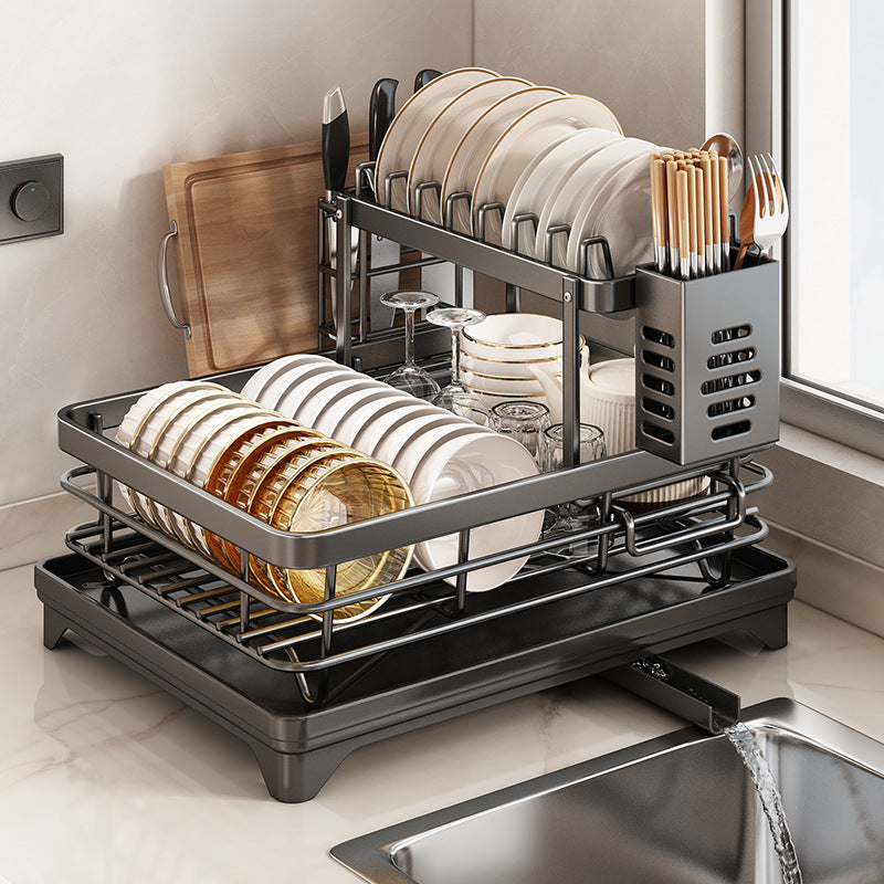 Stainless Steel Dish Storage Rack Kitchen Draining BasketXL