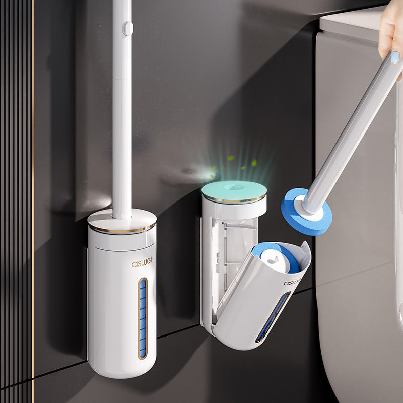 Wall Mounted Disposable Toilet Brush Replaceable Head Cleaner