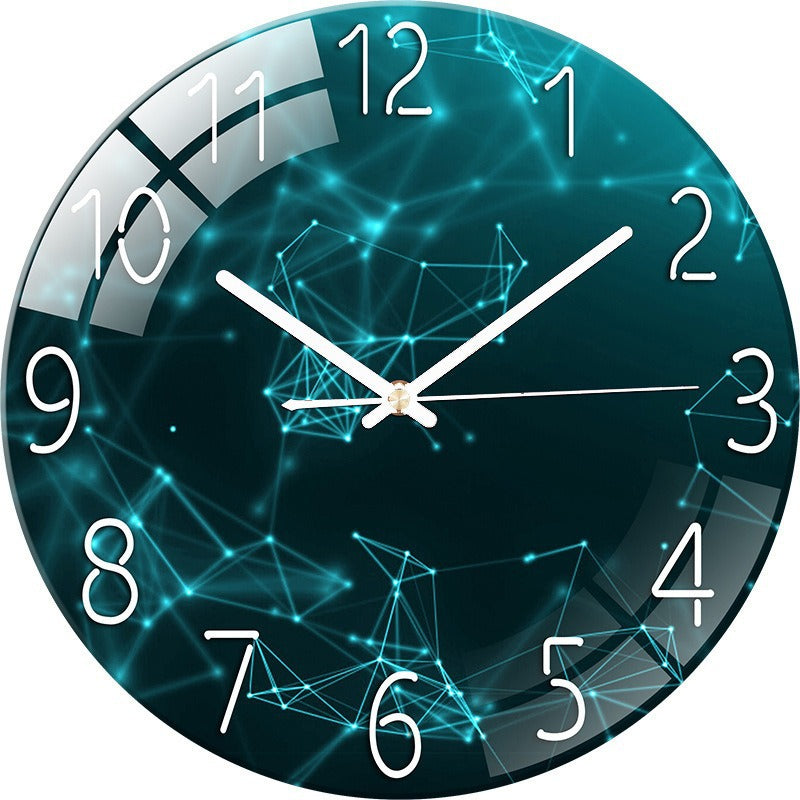 Tempered Glass Wall Clock Silent European Quartz Living Room