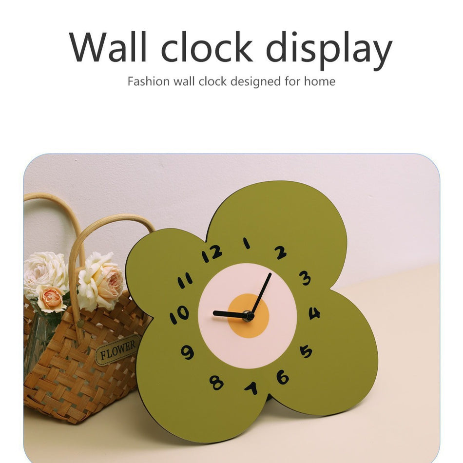 Cartoon Flower Wall Clock Creative Silent INS Style Home Decor