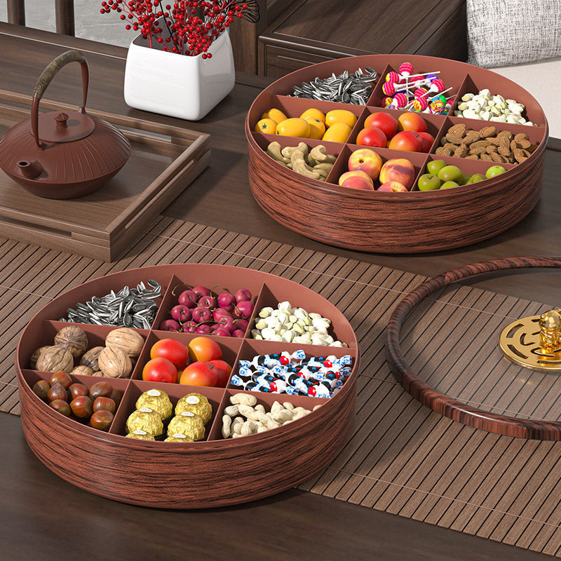 Wood-Like Jiugongge Candy Box Snack Plate Fruit Tray Holders