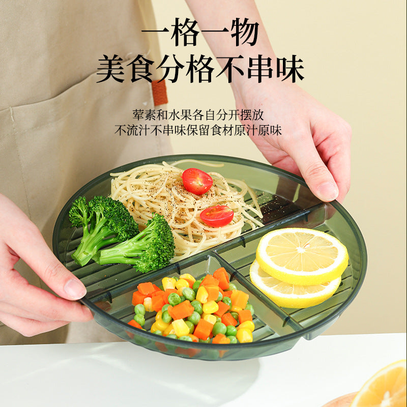 Round Divided Dinner Plate Three Compartment Breakfast Tray