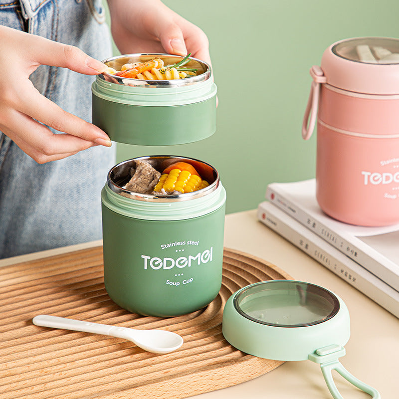 Double Layer Stainless Steel Soup Cup Leak Proof Insulated Bowl