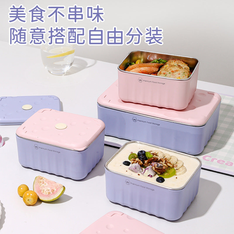 304 Stainless Steel Lunch Box Microwave Safe Sealed Fresh Keeper