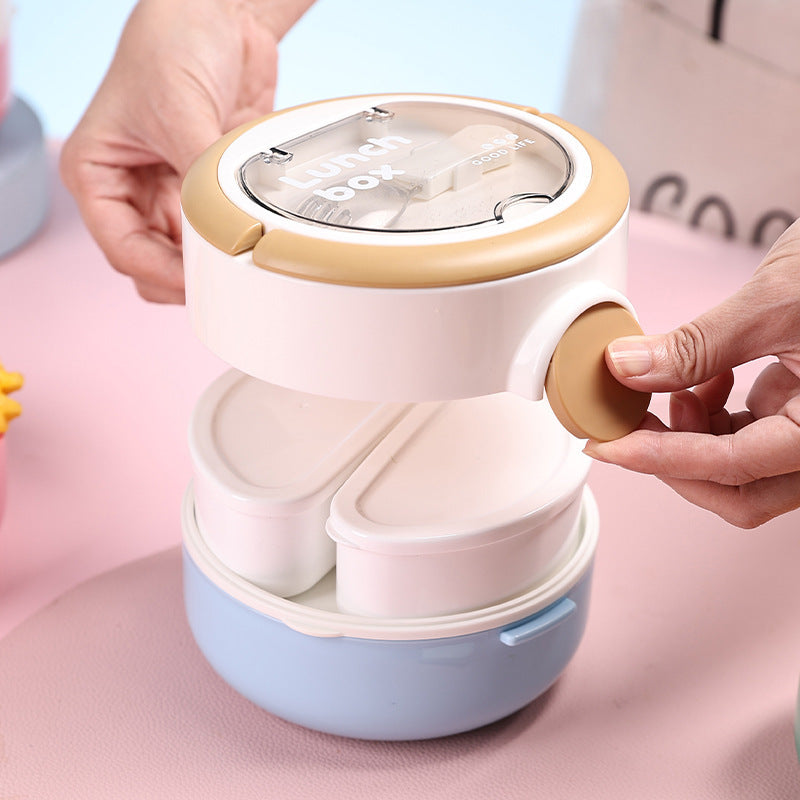 304 Stainless Steel Round Compartment Lunch Box Portable Meal Box