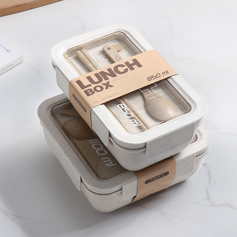 Factory wholesale Japanese wheat straw lunch box student portable lunch box microwave oven heating office worker lunch box