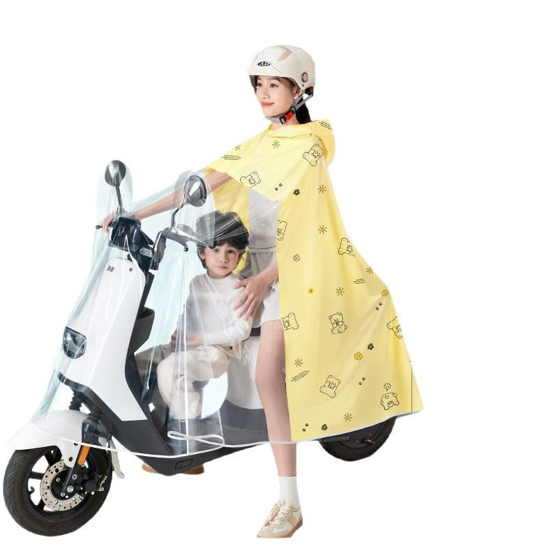 2026 Mother & Child Anti-Storm EV Poncho: Padded Riding Protection
