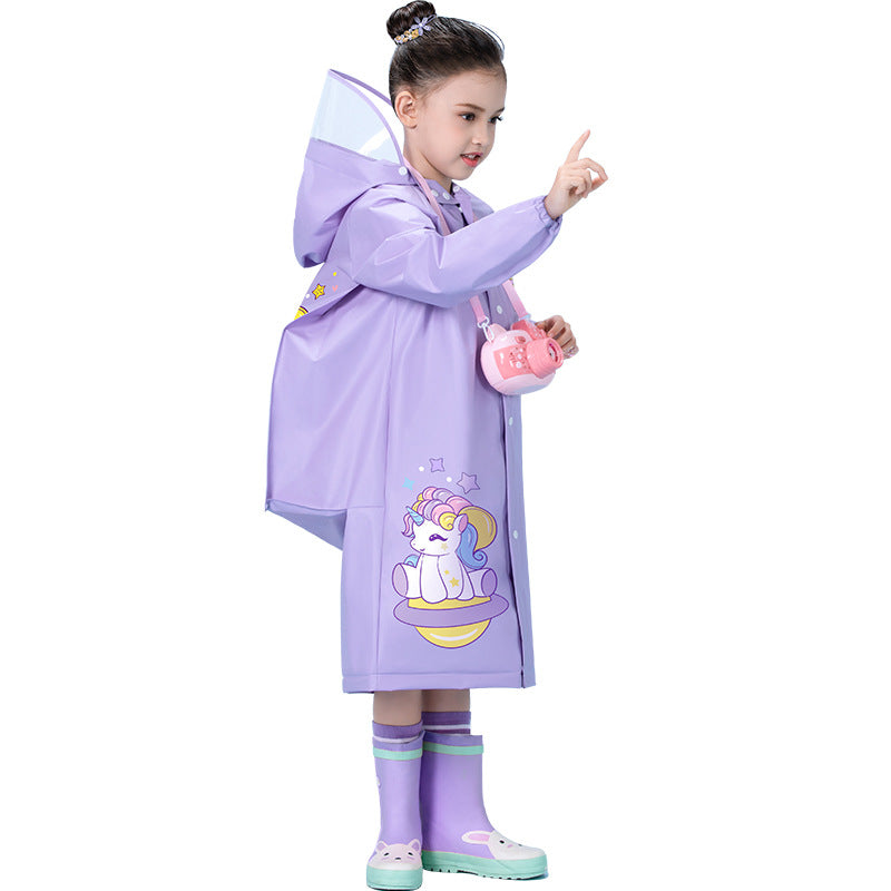 2026 3D Cartoon Kids' Raincoat: Thickened EVA School & Hiking Edition