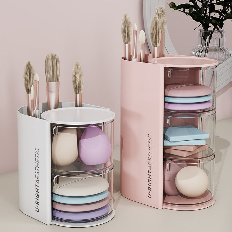 Acrylic Rotating Beauty Egg Puff Storage Box Cosmetic Organizer