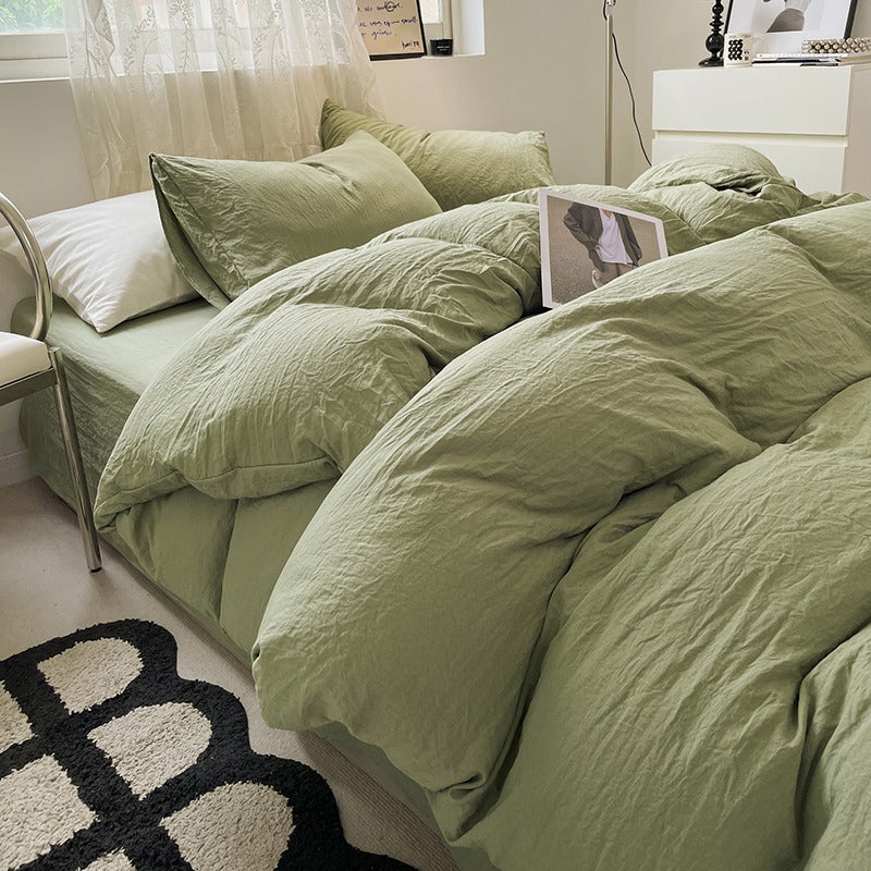 Ultra-Soft Minimalist Washed Cotton Bedding & Fitted Sheet Set