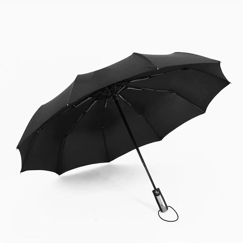 12-Bone Full-Automatic Business Sun Umbrella with Black Rubber Coating