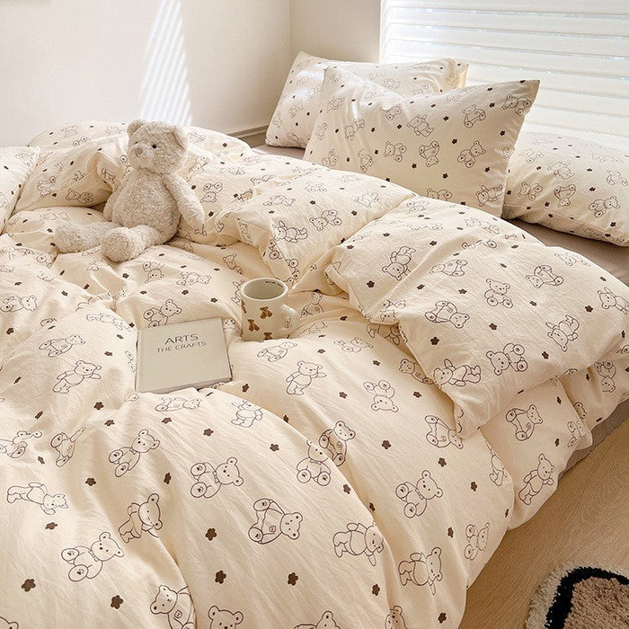 Cartoon Double-Layer Yarn Soft Cotton Bedding Set