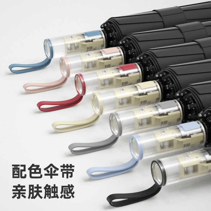 Transparent Handle Anti-Rebound Full-Automatic Reverse Sun & Rain Umbrella