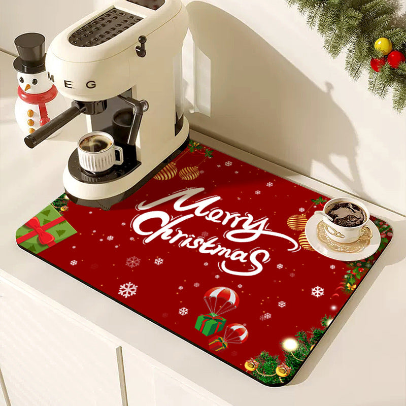 Christmas & New Year Festive Red Diatom Mud Mat