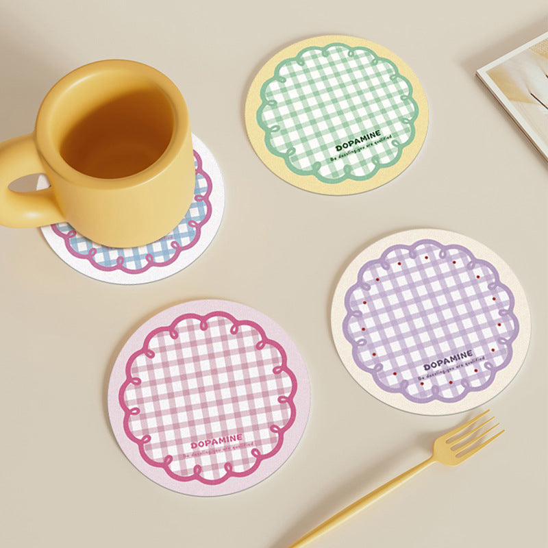 "Retro-Check" Series: Korean Ins Style Rubber Coaster