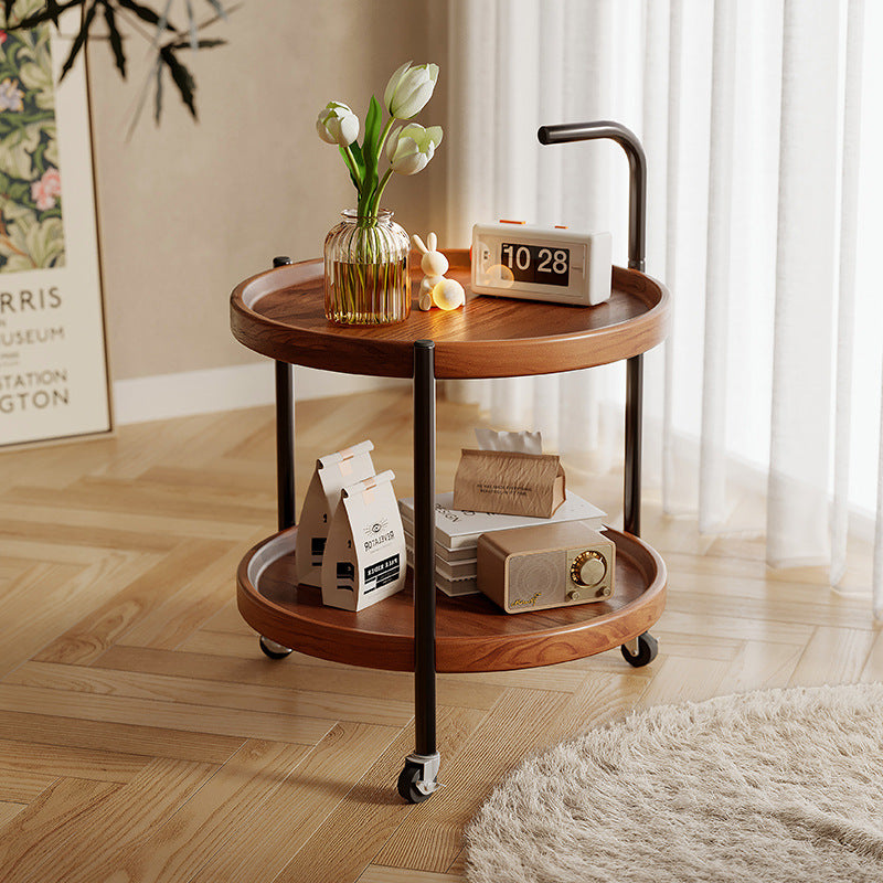 Solid Wood Movable Round Sofa Side Coffee Table