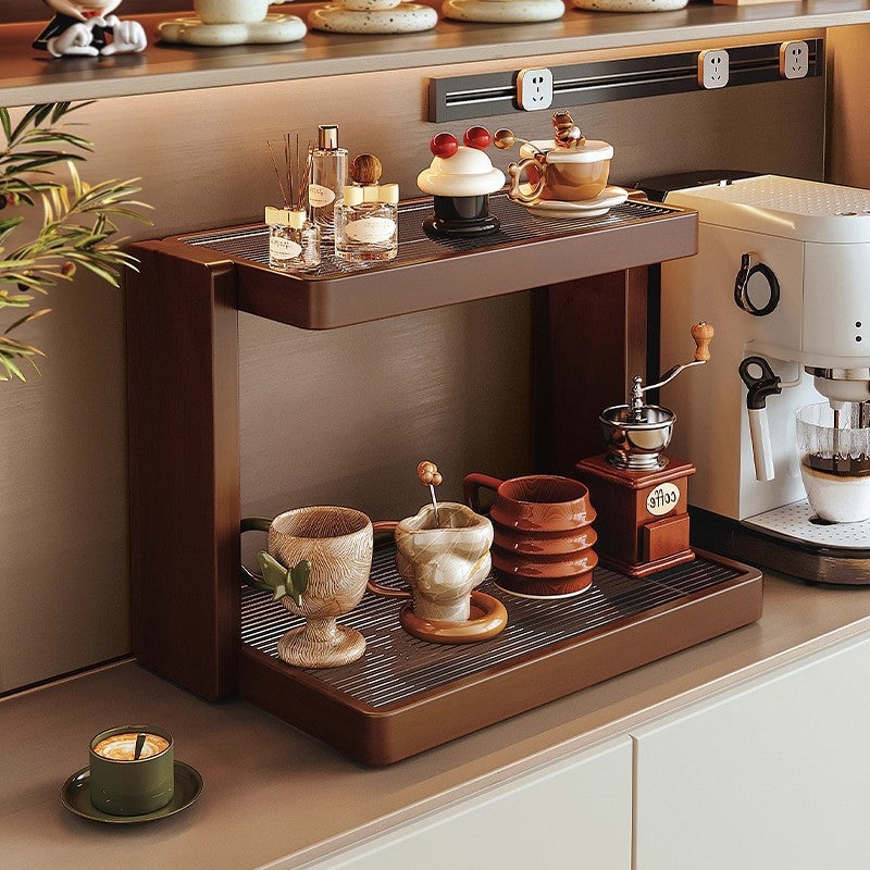 Solid Wood Desktop Cup & Tea Set Holder Rack
