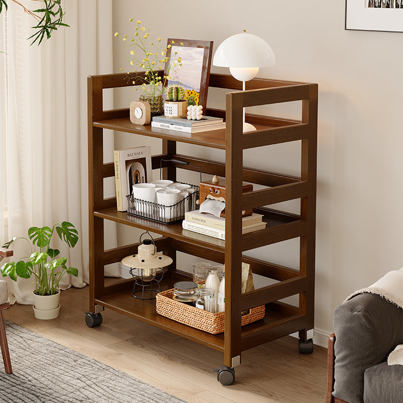 Solid Wood Multi-Layer Sofa Side Storage Trolley