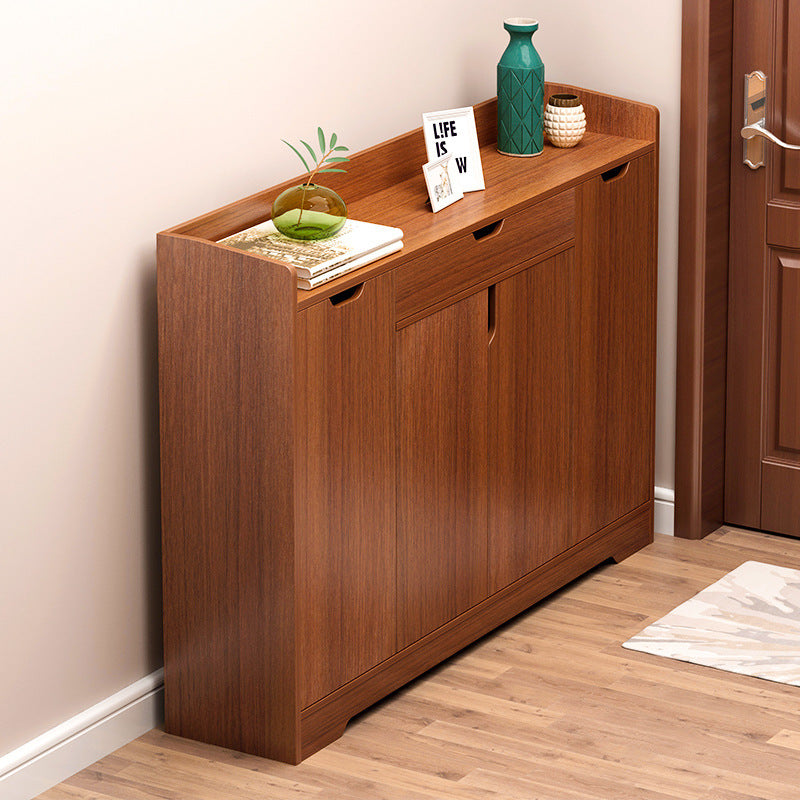 Solid Wood Entryway Shoe Cabinet Wall Storage Rack