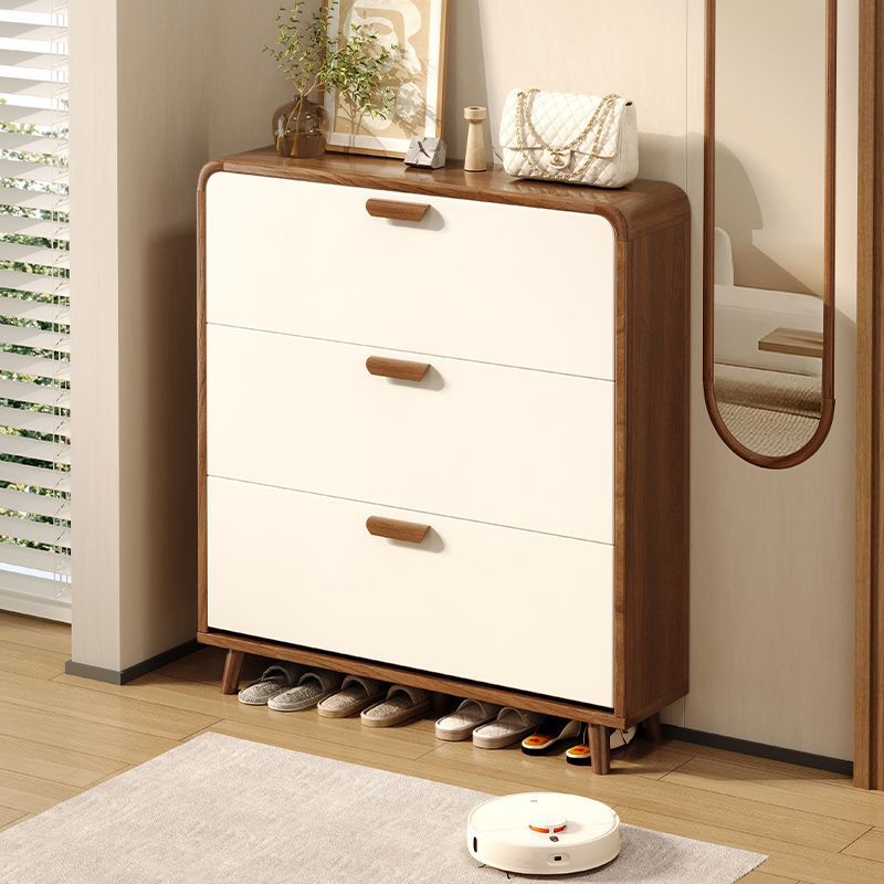 Ultra-Thin Solid Wood Flip Entryway Shoe Cabinet