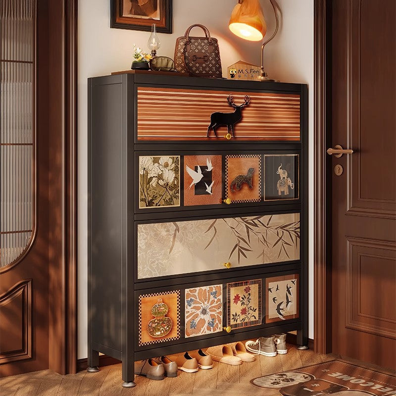 Vintage Steel Wall-Mounted Entryway Shoe Cabinet