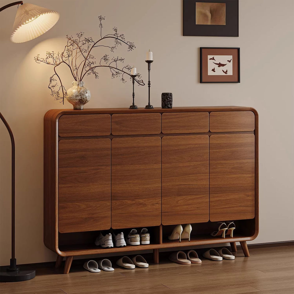 Solid Wood High-End Entryway Shoe Cabinet Storage