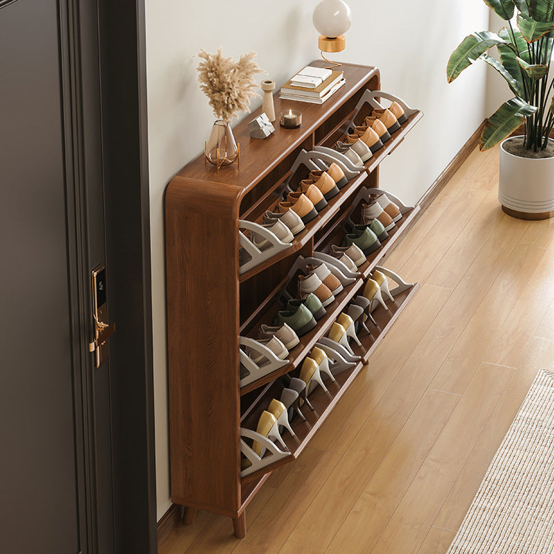 Ultra-Thin Solid Wood Flip Entryway Shoe Cabinet