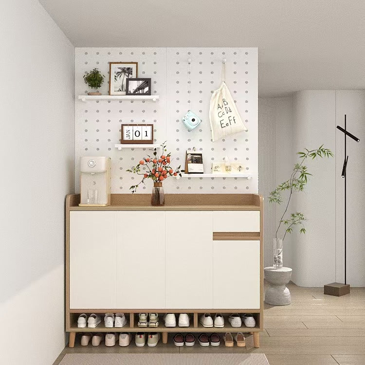 Solid Wood Entryway Shoe Cabinet with Indoor Storage