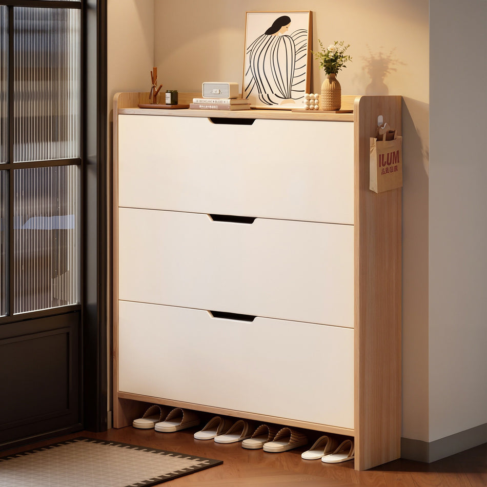 Ultra-Thin Solid Wood Flip Entryway Shoe Cabinet