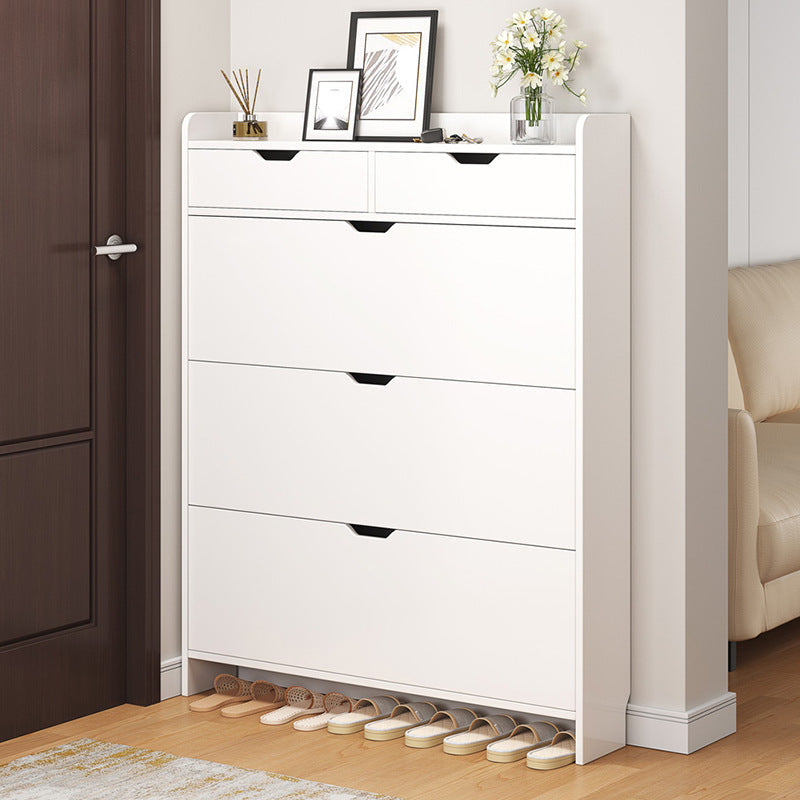 Ultra-Thin Cream Flip Entryway Shoe Cabinet Rack