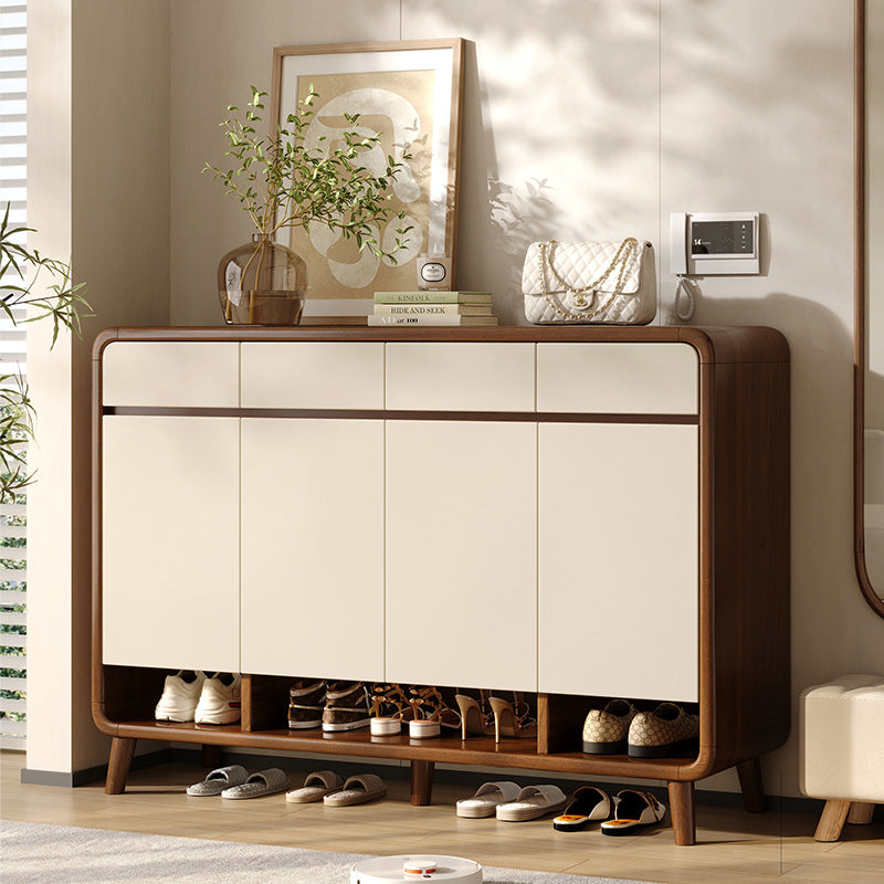 Solid Wood Wall-Integrated Entryway Shoe Cabinet