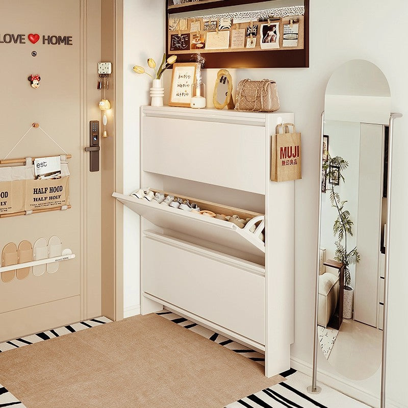 Ultra-Thin Solid Wood Flip Entryway Shoe Cabinet