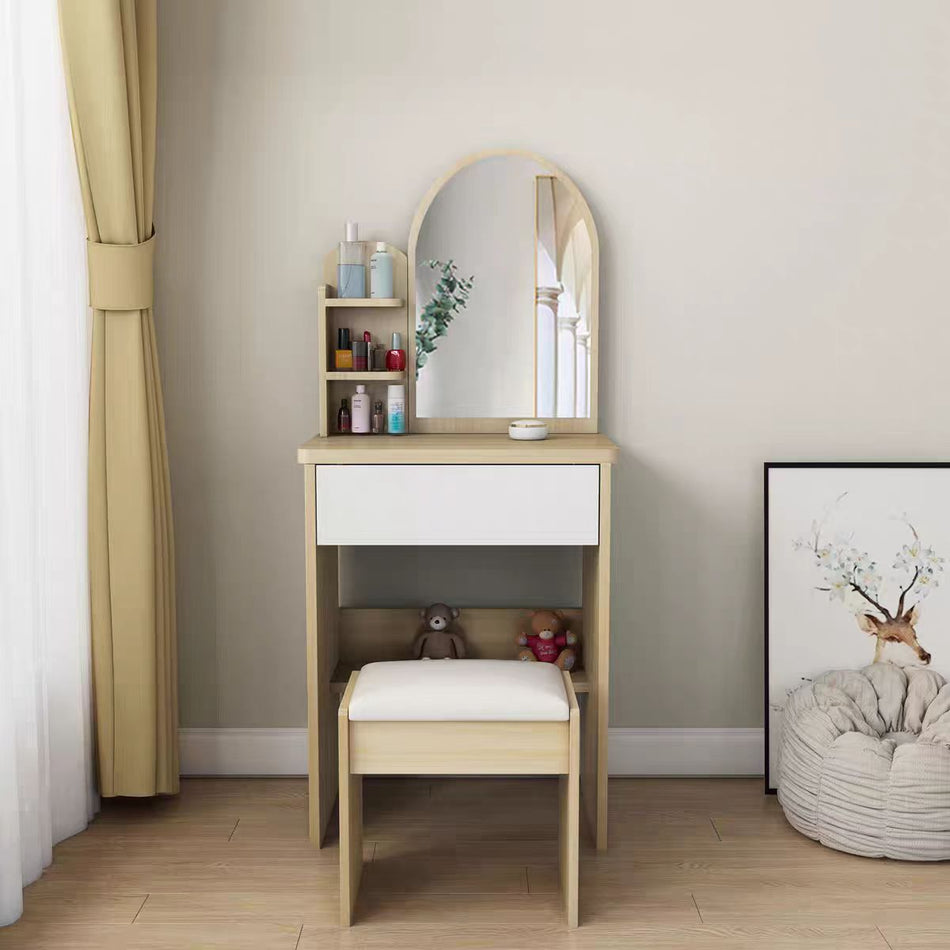 Walnut Bay Window Dressing Table for Small Apartments