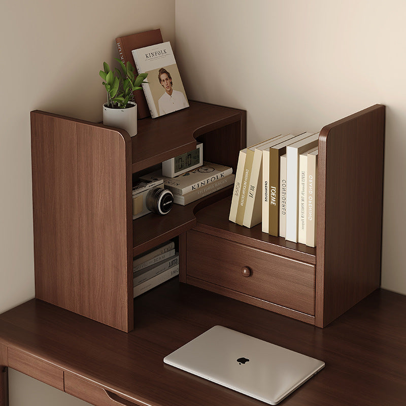 Solid Wood Corner Desktop Bookshelf Storage Rack