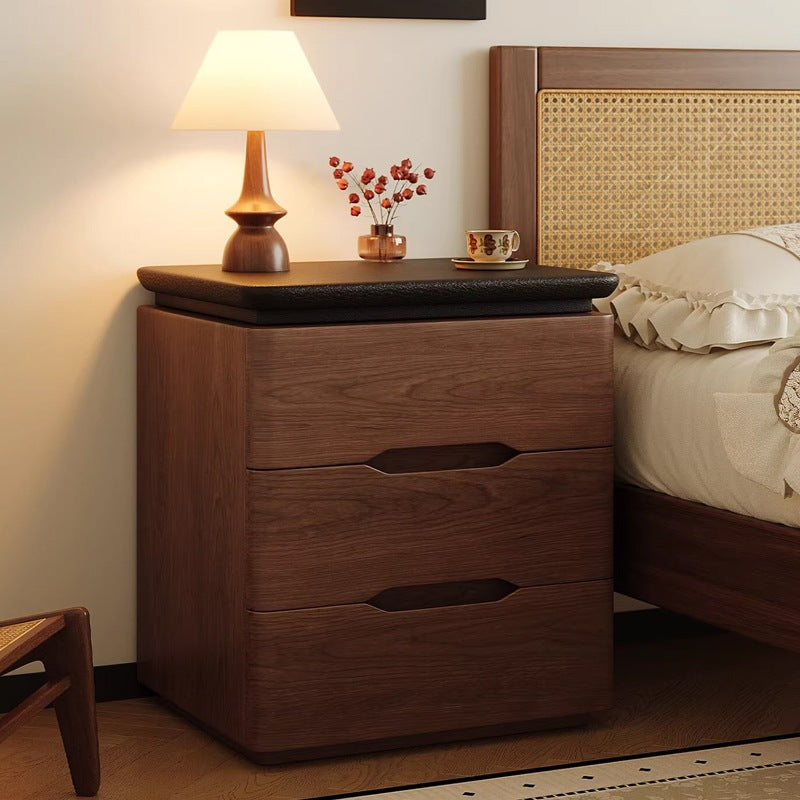 Vintage Cream Style Solid Wood Bedside Storage Cabinet
