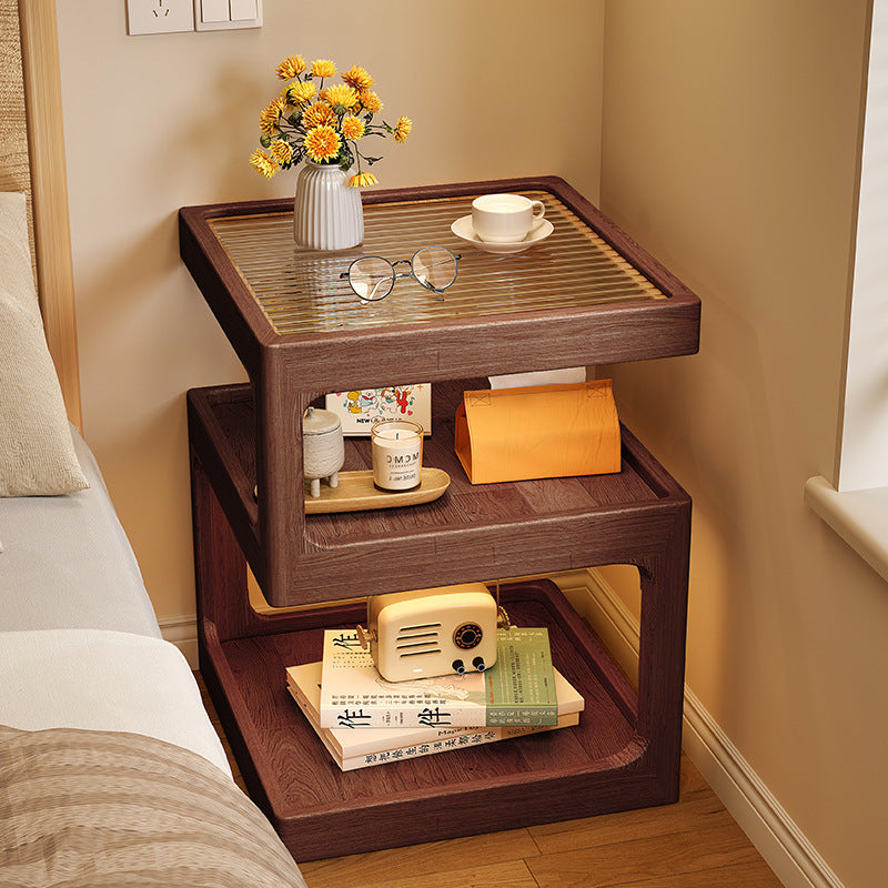 Walnut Ultra Narrow Bedside Storage Cabinet