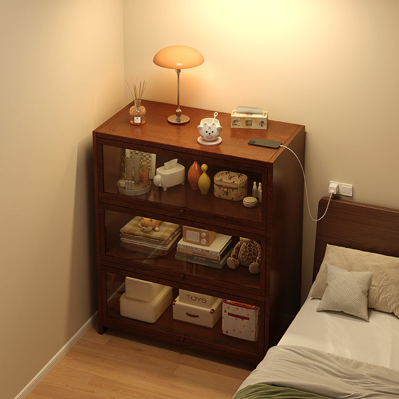 Solid Wood Dustproof Bedside Bookshelf Storage Cabinet
