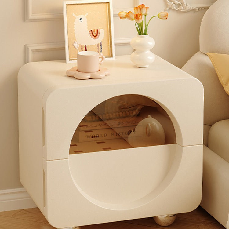 Cream Style Solid Wood Light Luxury Bedside Cabinet
