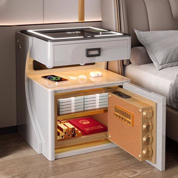 Smart Bedside Table with Built-in Safe Storage Cabinet